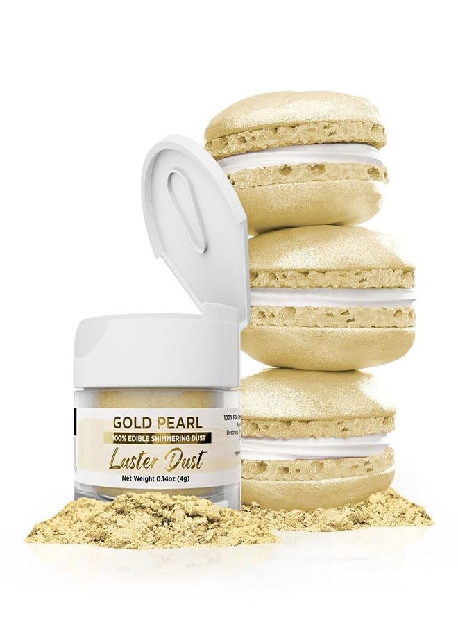 Bakell Luster Dust - Gold Pearl (4g 1x Jar) | Edible Vegan Dust & Paint for Cake Decorating, Ice Cream, Desserts, Cocktails and Beverages by Bakell - Image 1